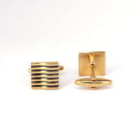 Gold Horizontal Wave Stripes Cufflinks-Cufflinks.com.sg