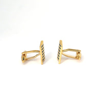 Gold Horizontal Wave Stripes Cufflinks-Cufflinks.com.sg