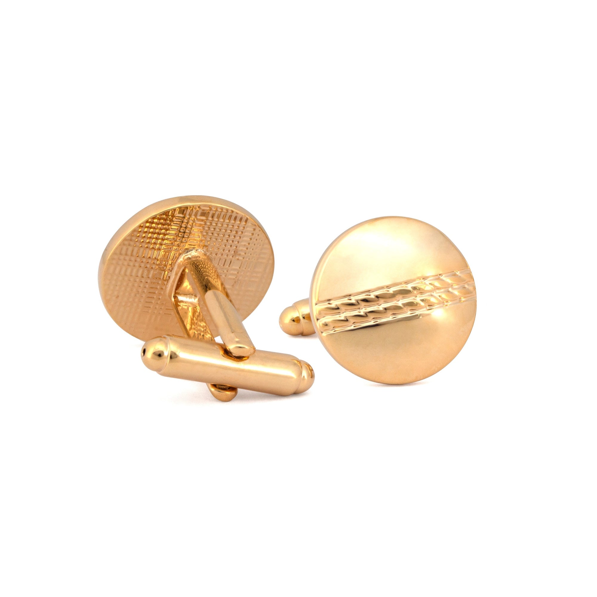 Gold Len Simple Round Cufflink-Cufflinks.com.sg