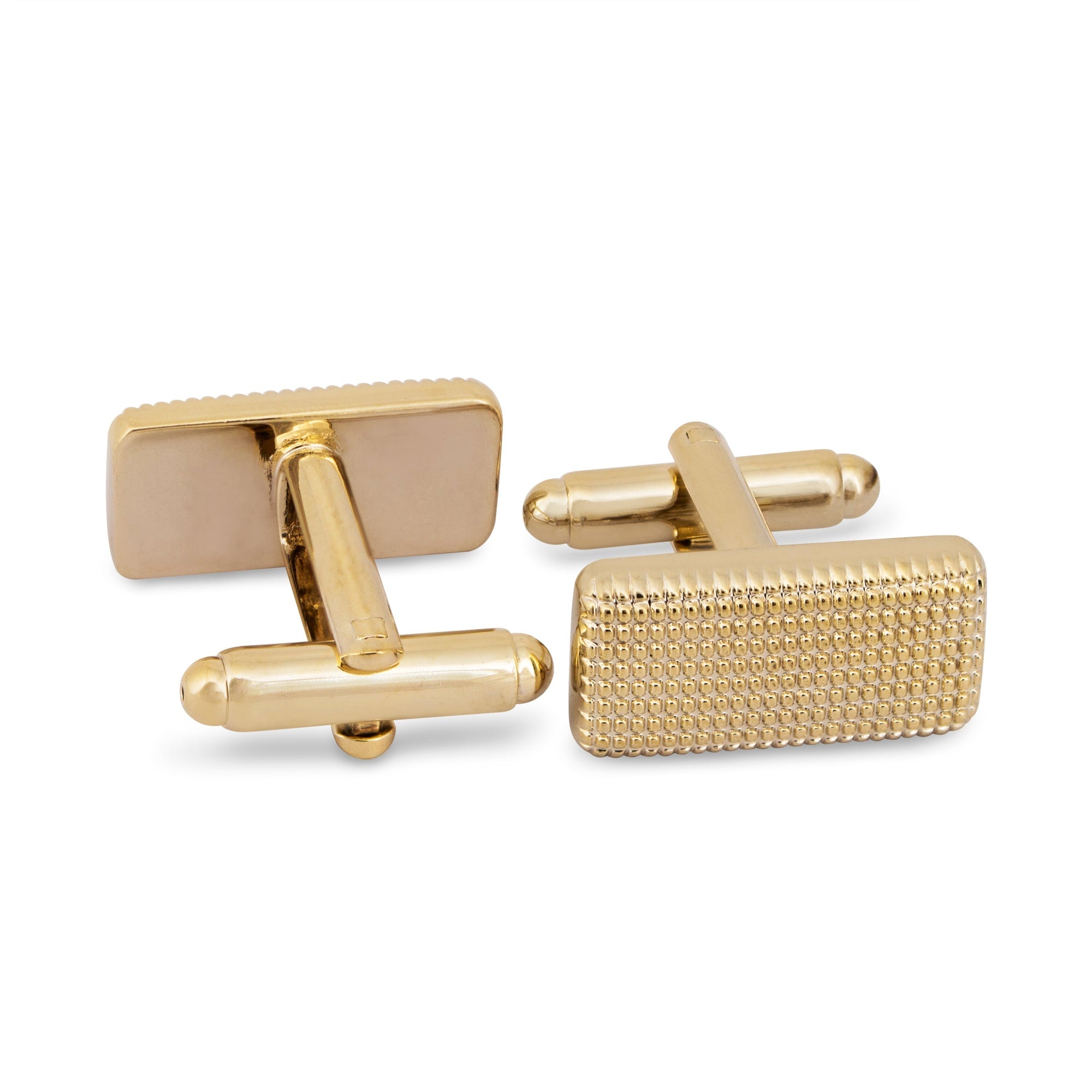 Gold Rectangle Cufflinks with Micro-grids-Cufflinks.com.sg