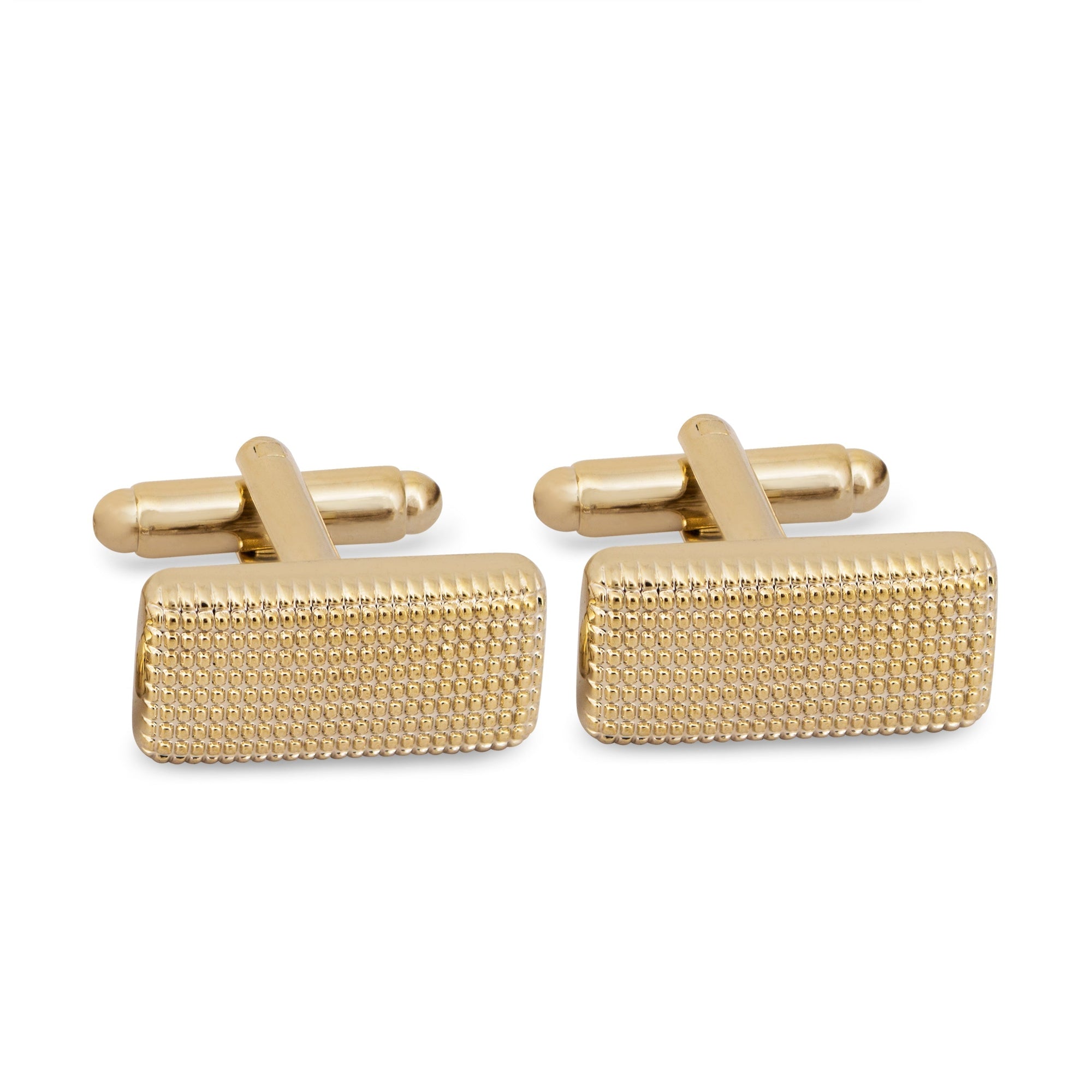 Gold Rectangle Cufflinks with Micro-grids-Cufflinks.com.sg