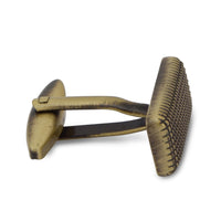 Gold Rectangle Grid Cufflink-Cufflinks.com.sg