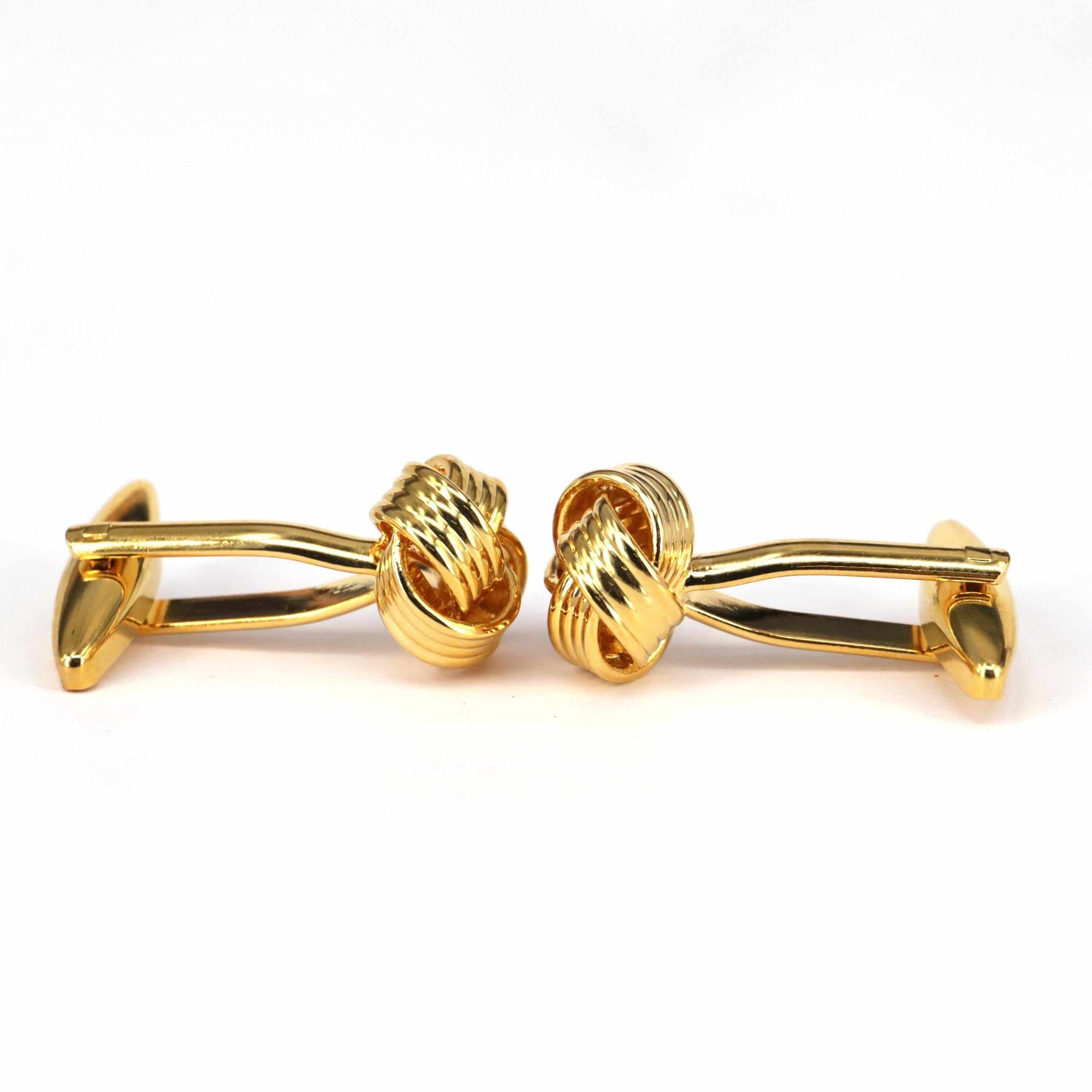 Gold Ribbed Knot Cufflinks-Cufflinks.com.sg