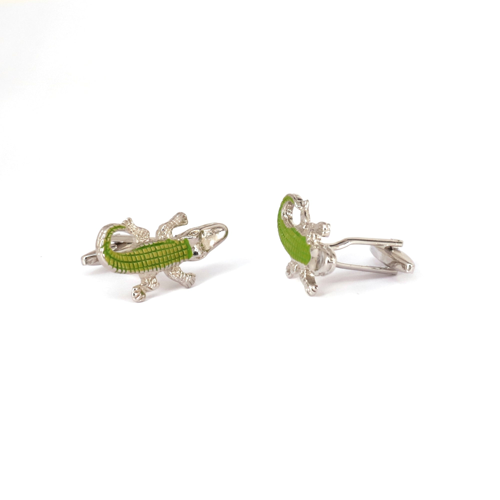 Green Alligator, Crocodile Cufflinks-Cufflinks.com.sg