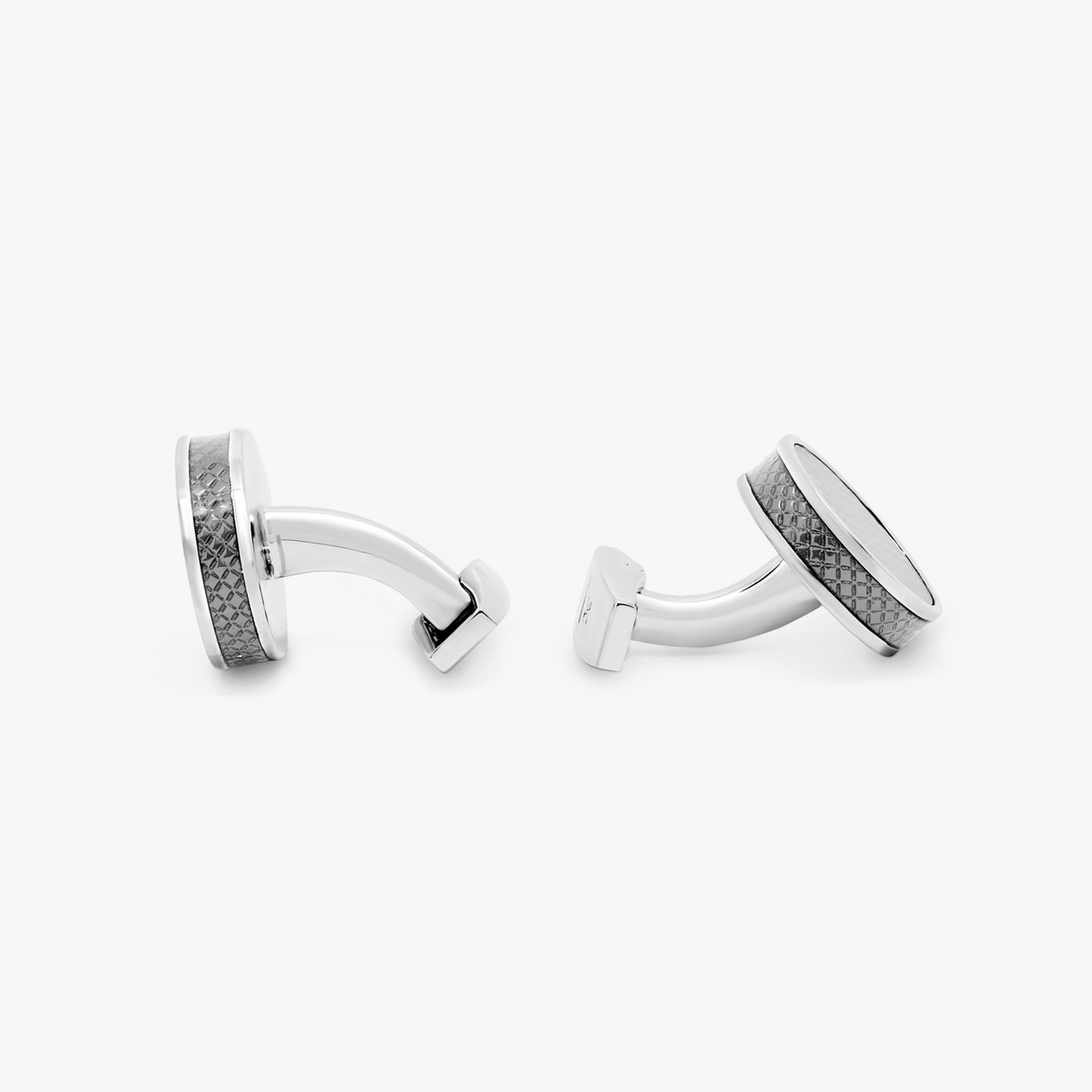 Grey Rhodium Plated Carbon Fibre Disc Cufflinks & Stud Set-cufflink and stud set-Tateossian-Cufflinks.com.sg