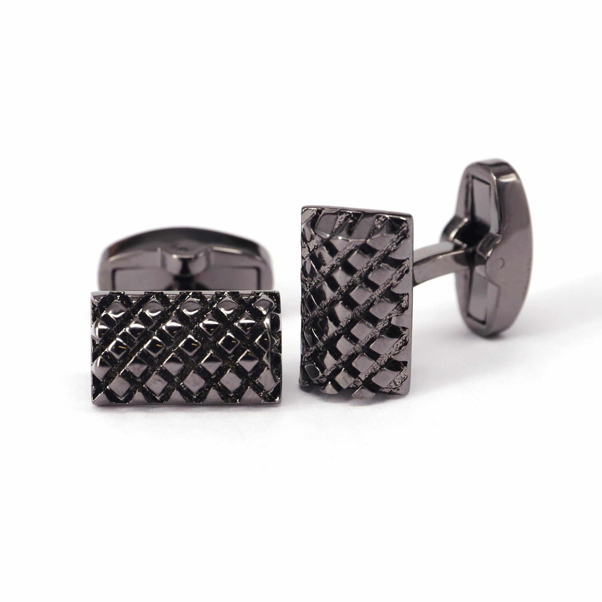 Grill and Shield Cufflinks in Gunmetal-Cufflinks.com.sg