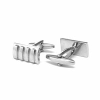 Grill and Shield Cufflinks in Silver Colour-Cufflinks.com.sg