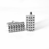 Grill and Shield Cufflinks in Silver Colour-Cufflinks.com.sg
