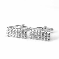 Grill and Shield Cufflinks in Silver Colour-Cufflinks.com.sg