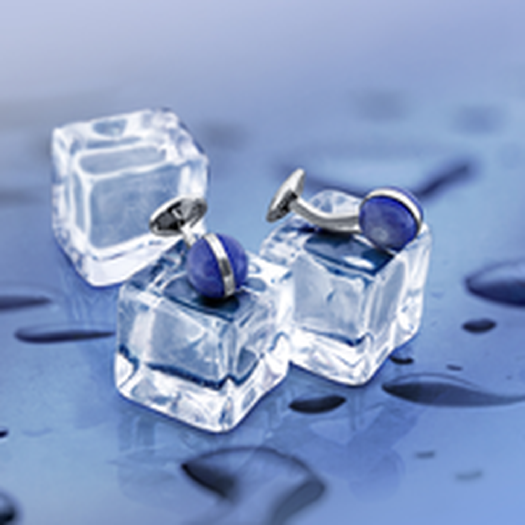 Guilloche Sphere cufflinks in lapis with rhodium finish-Cufflinks.com.sg