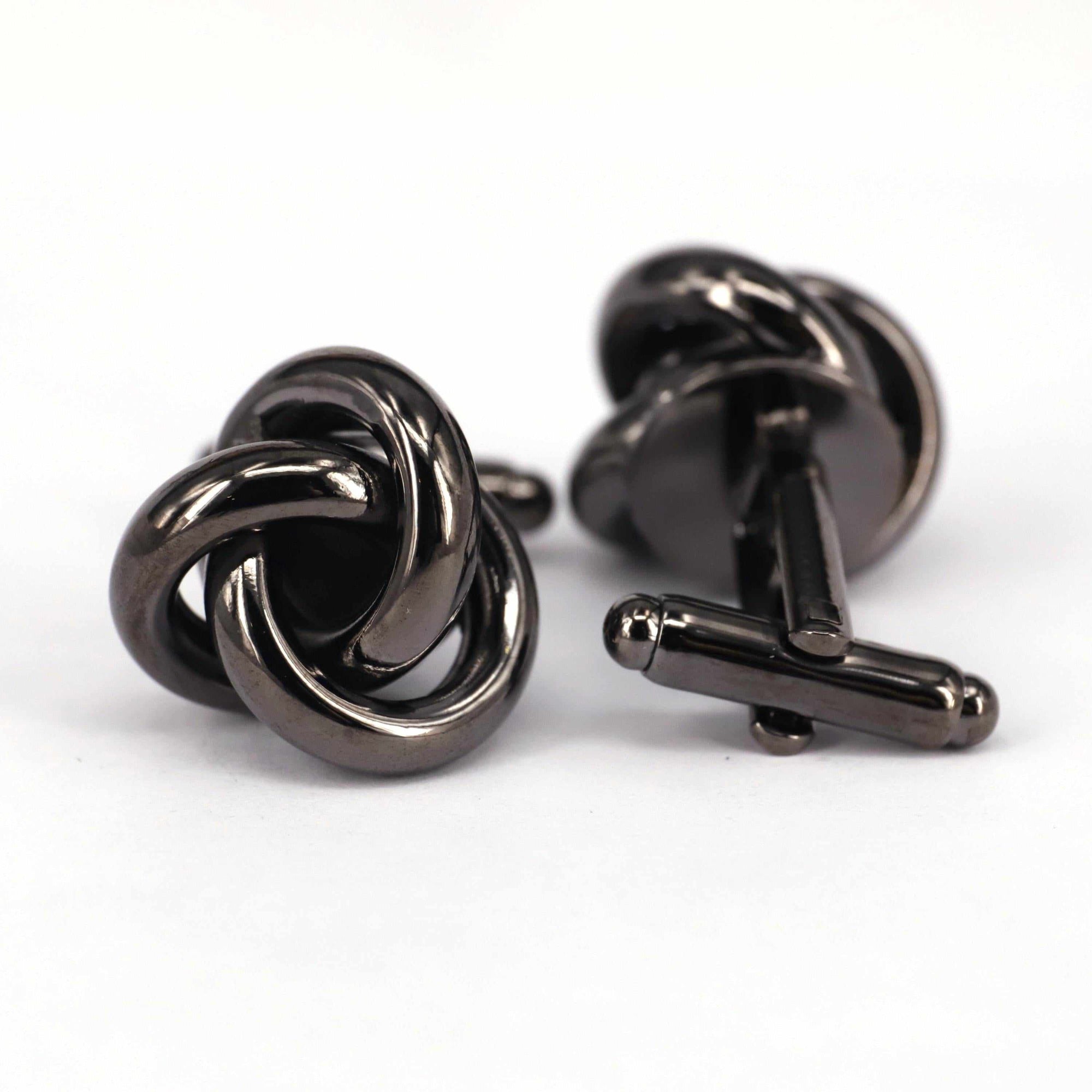 Gunmetal Big Wire Knot Cufflinks-Cufflinks.com.sg