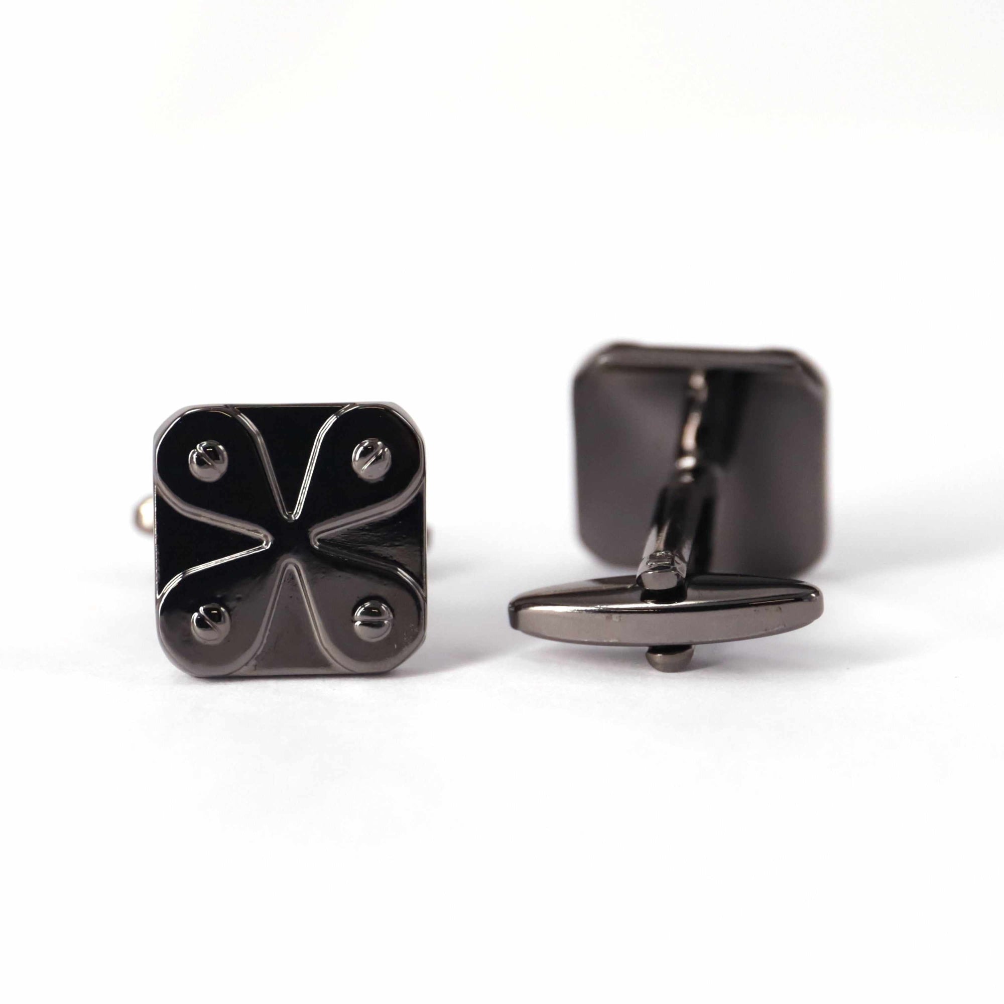 Gunmetal Cufflinks with Detailing-Cufflinks.com.sg