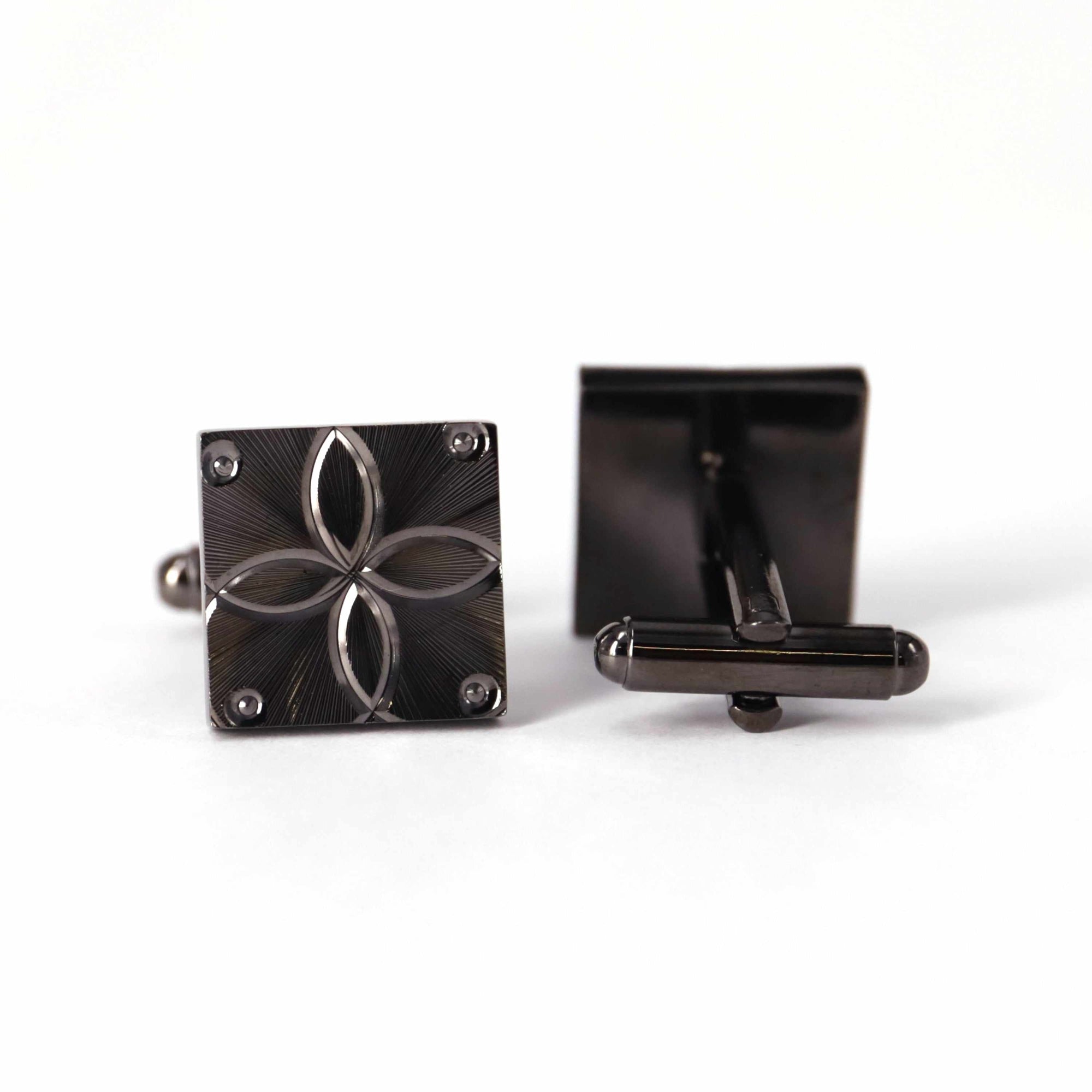 Gunmetal Cufflinks with Detailing-Cufflinks.com.sg
