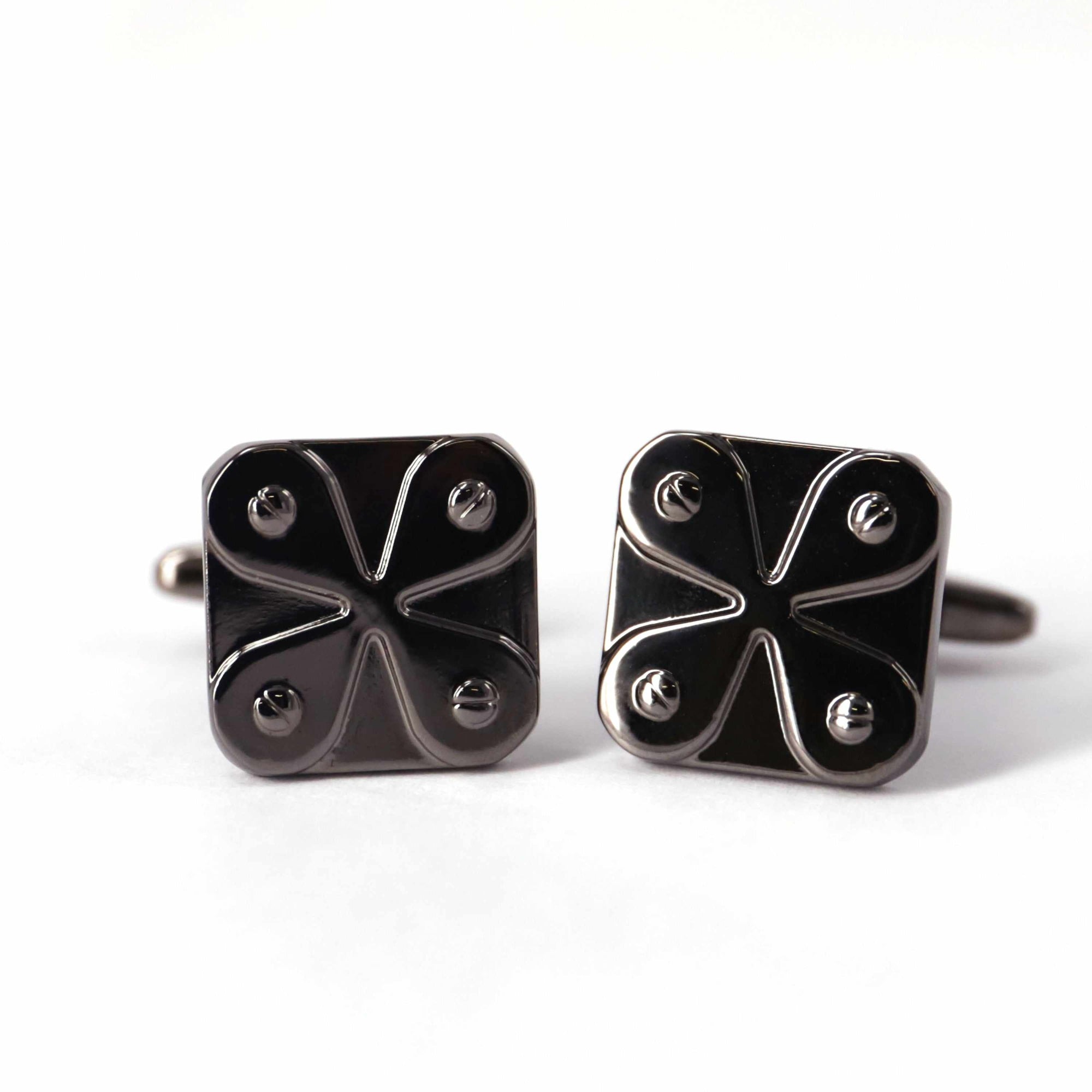 Gunmetal Cufflinks with Detailing-Cufflinks.com.sg