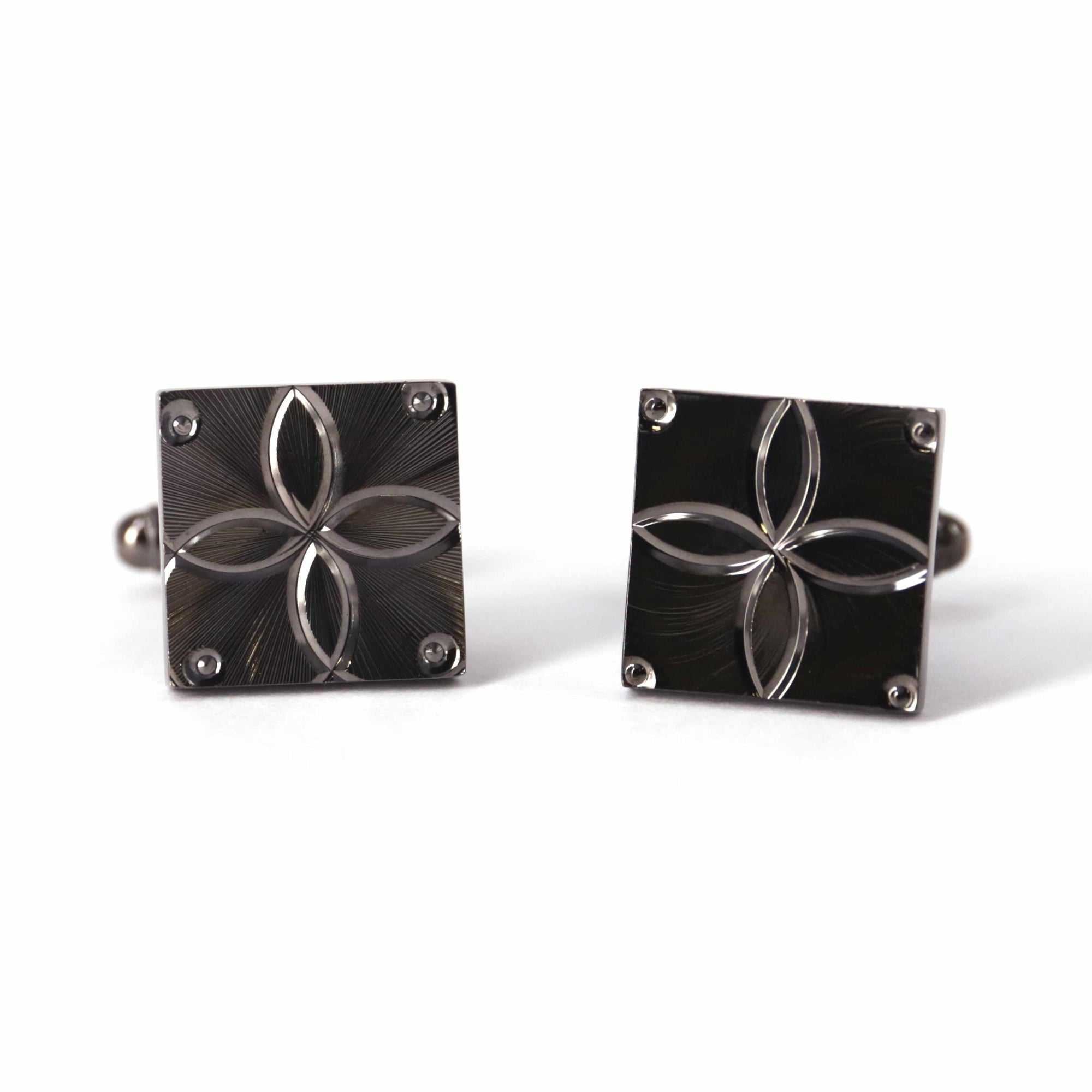 Gunmetal Cufflinks with Detailing-Cufflinks.com.sg