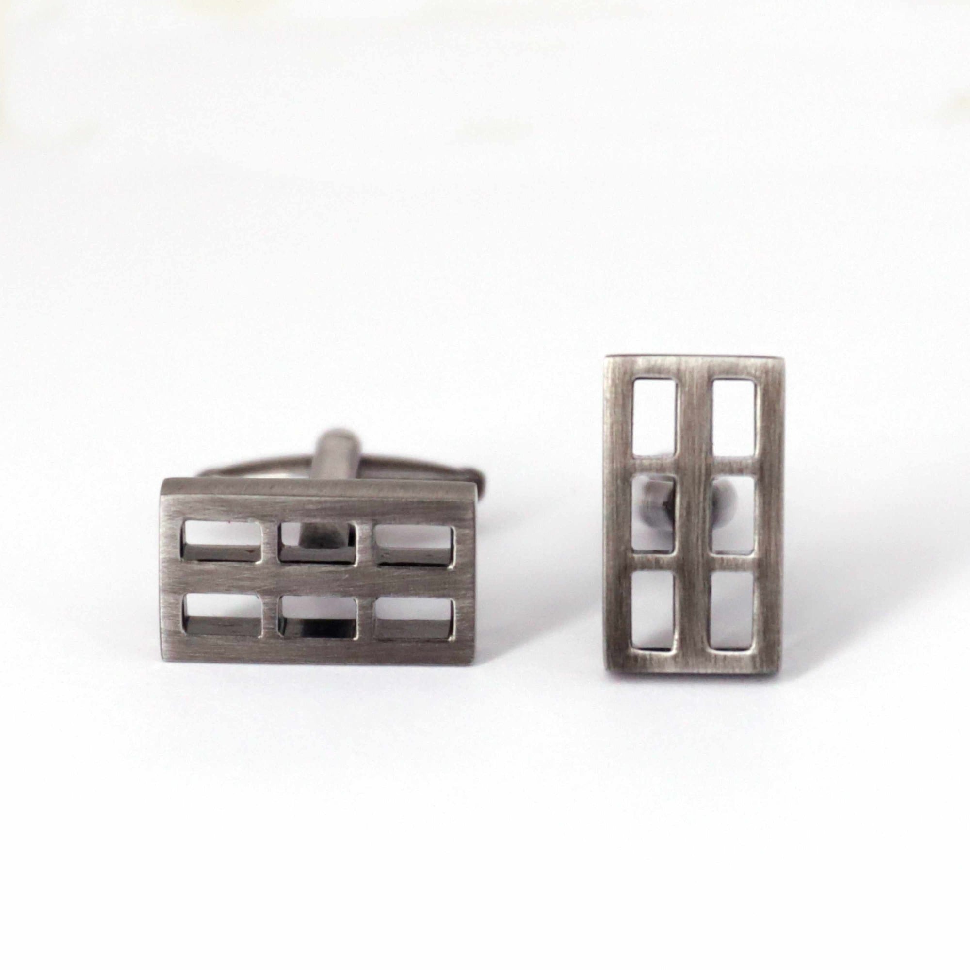 Gunmetal Window Grill Cufflinks-Cufflinks.com.sg