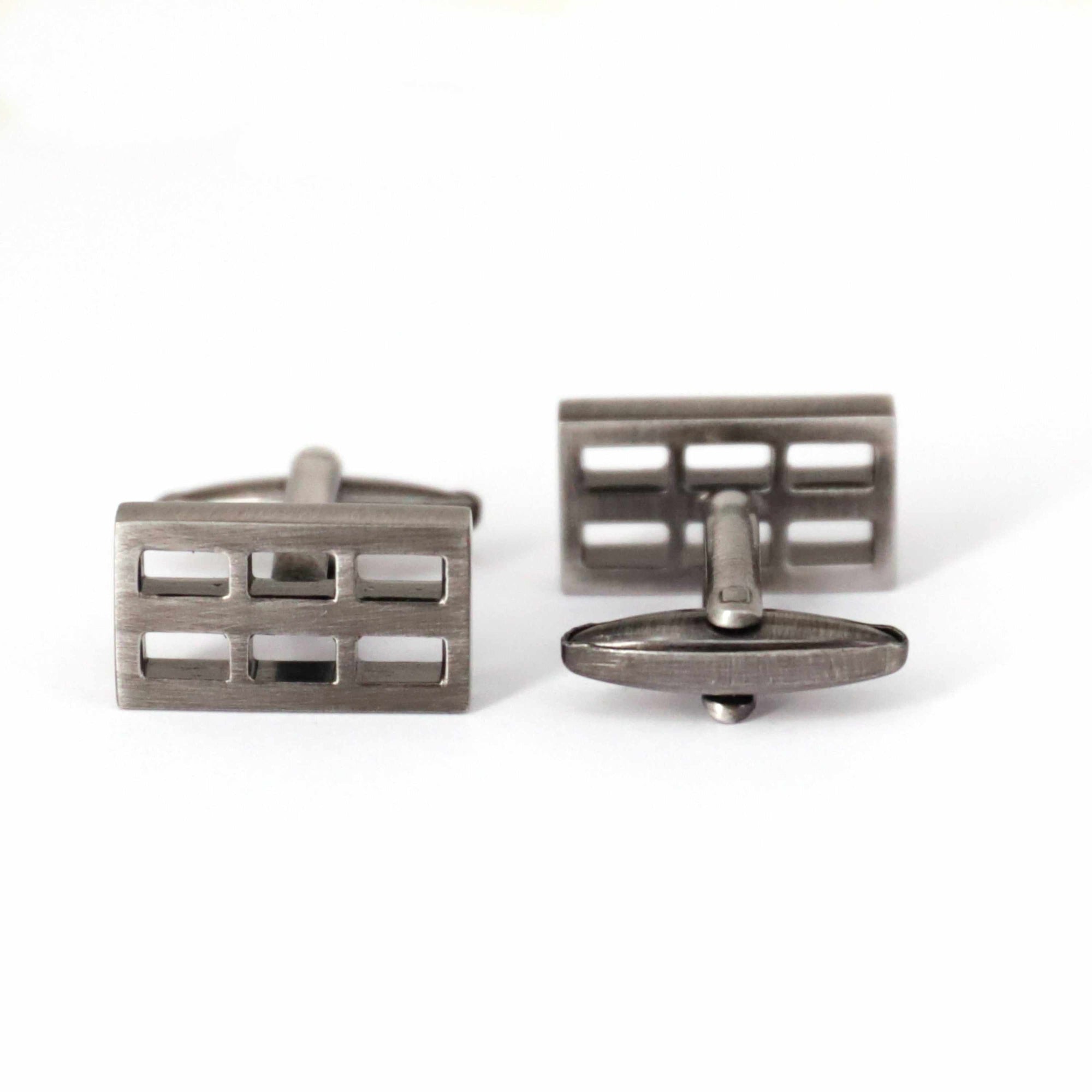 Gunmetal Window Grill Cufflinks-Cufflinks.com.sg