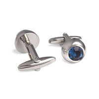 Hemisphere Cufflinks with Blue Crystals-Cufflinks.com.sg