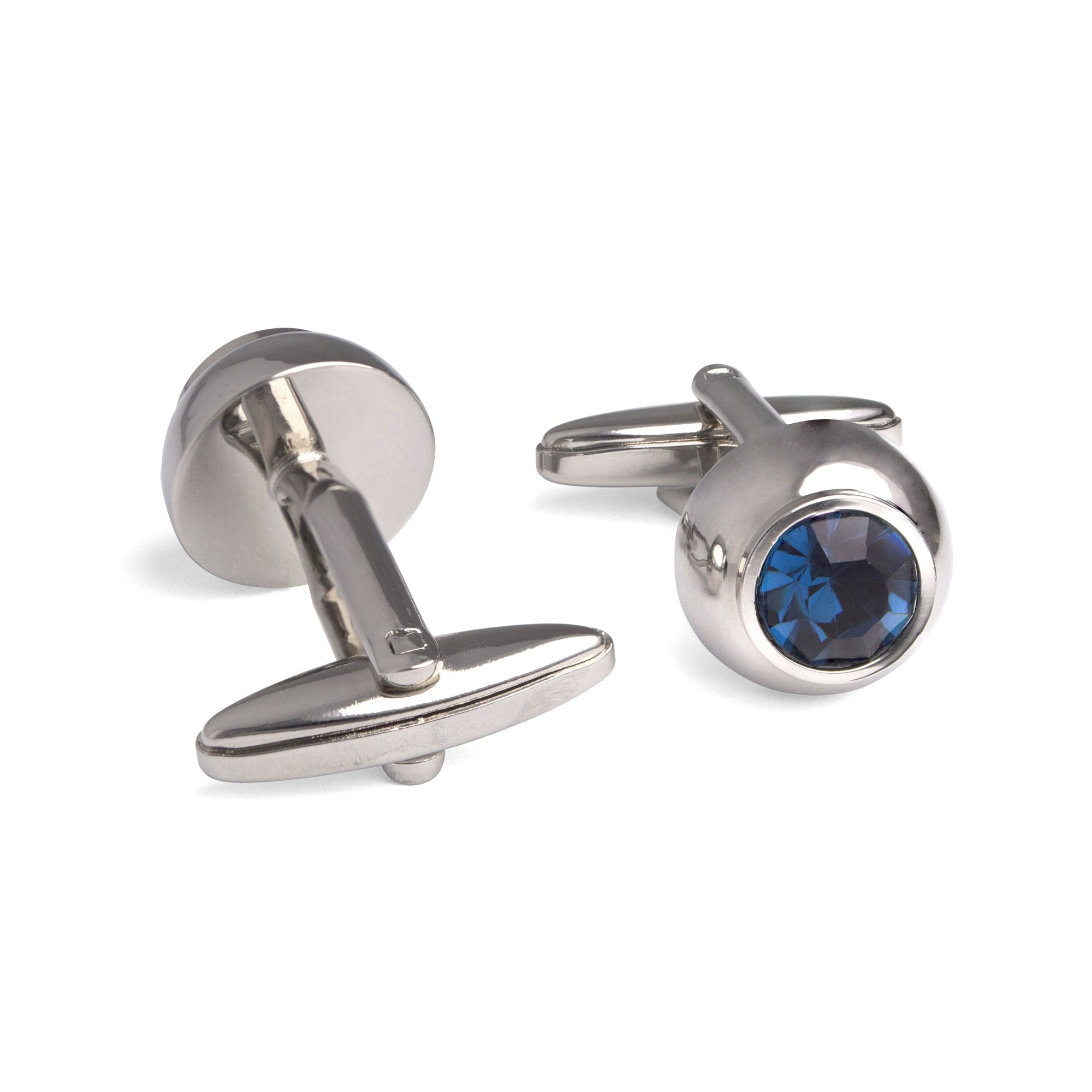 Hemisphere Cufflinks with Blue Crystals-Cufflinks.com.sg