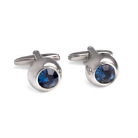 Hemisphere Cufflinks with Blue Crystals-Cufflinks.com.sg