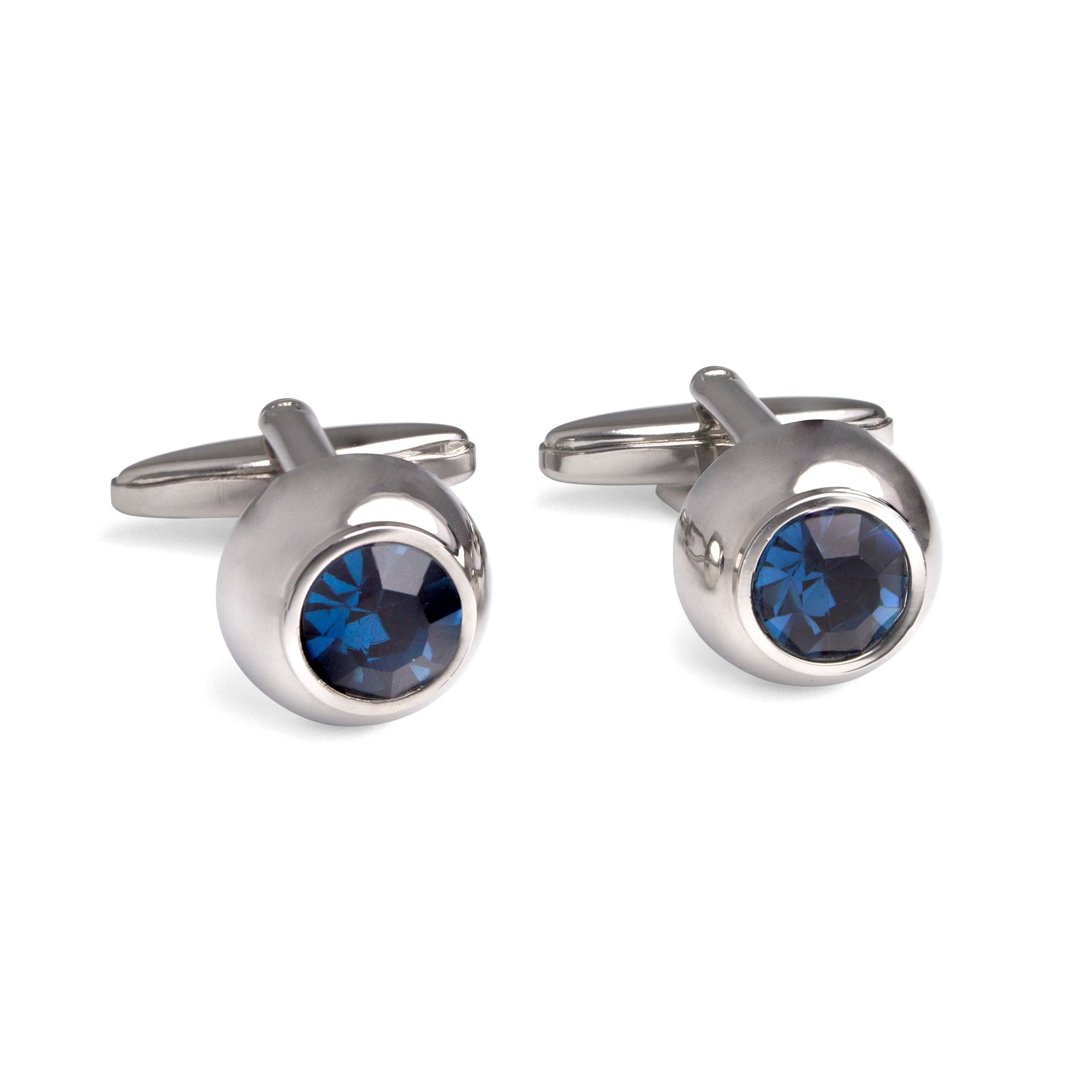 Hemisphere Cufflinks with Blue Crystals-Cufflinks.com.sg