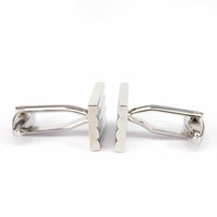 Horizontal Stripe Solid Silver Cufflinks-Cufflinks.com.sg
