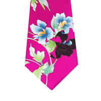 Leonard Magenta Silk Satin 8cm Tie with Floral Prints-Cufflinks.com.sg | Neckties.com.sg