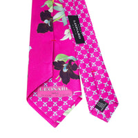 Leonard Magenta Silk Satin 8cm Tie with Floral Prints-Cufflinks.com.sg | Neckties.com.sg