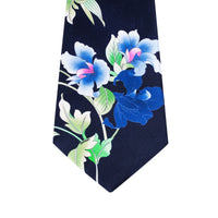 Leonard Navy Silk Satin 8cm Tie with Floral Prints-Cufflinks.com.sg | Neckties.com.sg