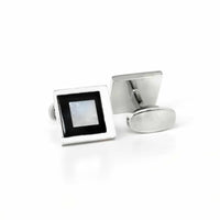 MOP Cufflinks Black and White square-Classic Cufflinks-MarZthomson-Cufflinks.com.sg