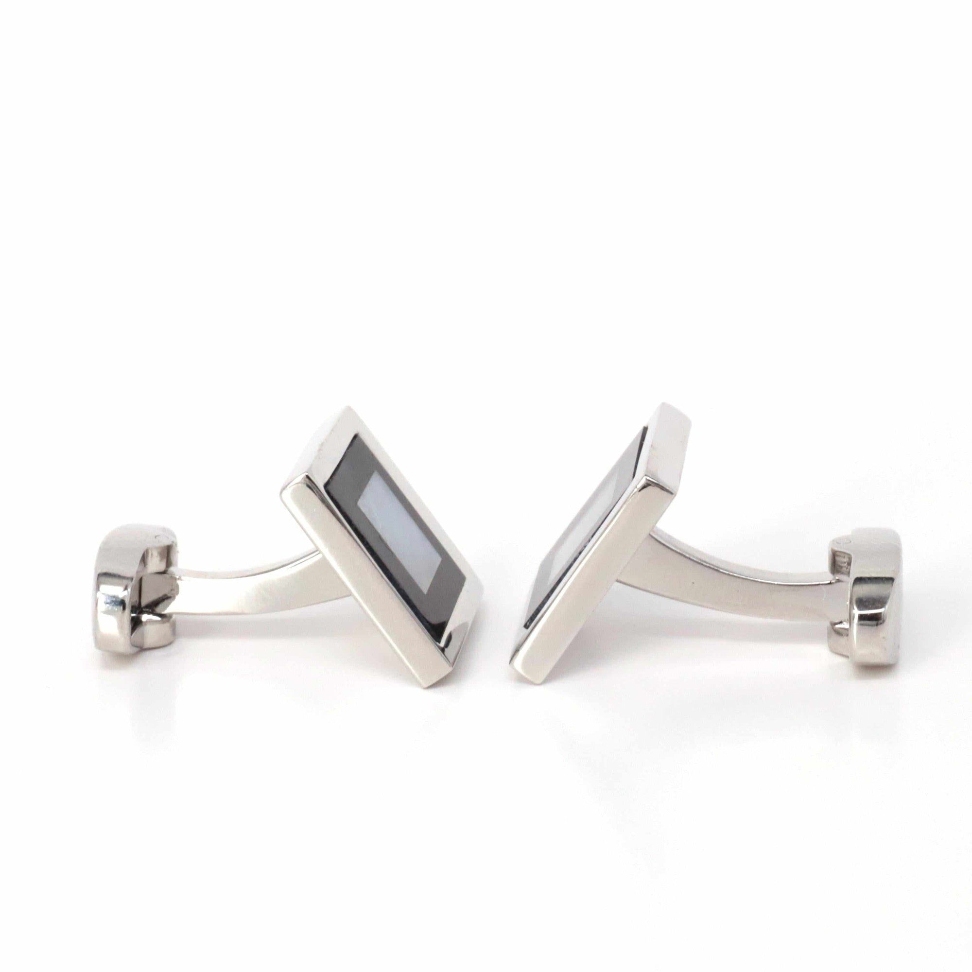 MOP Cufflinks Black and White square-Classic Cufflinks-MarZthomson-Cufflinks.com.sg