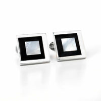MOP Cufflinks Black and White square-Classic Cufflinks-MarZthomson-Cufflinks.com.sg