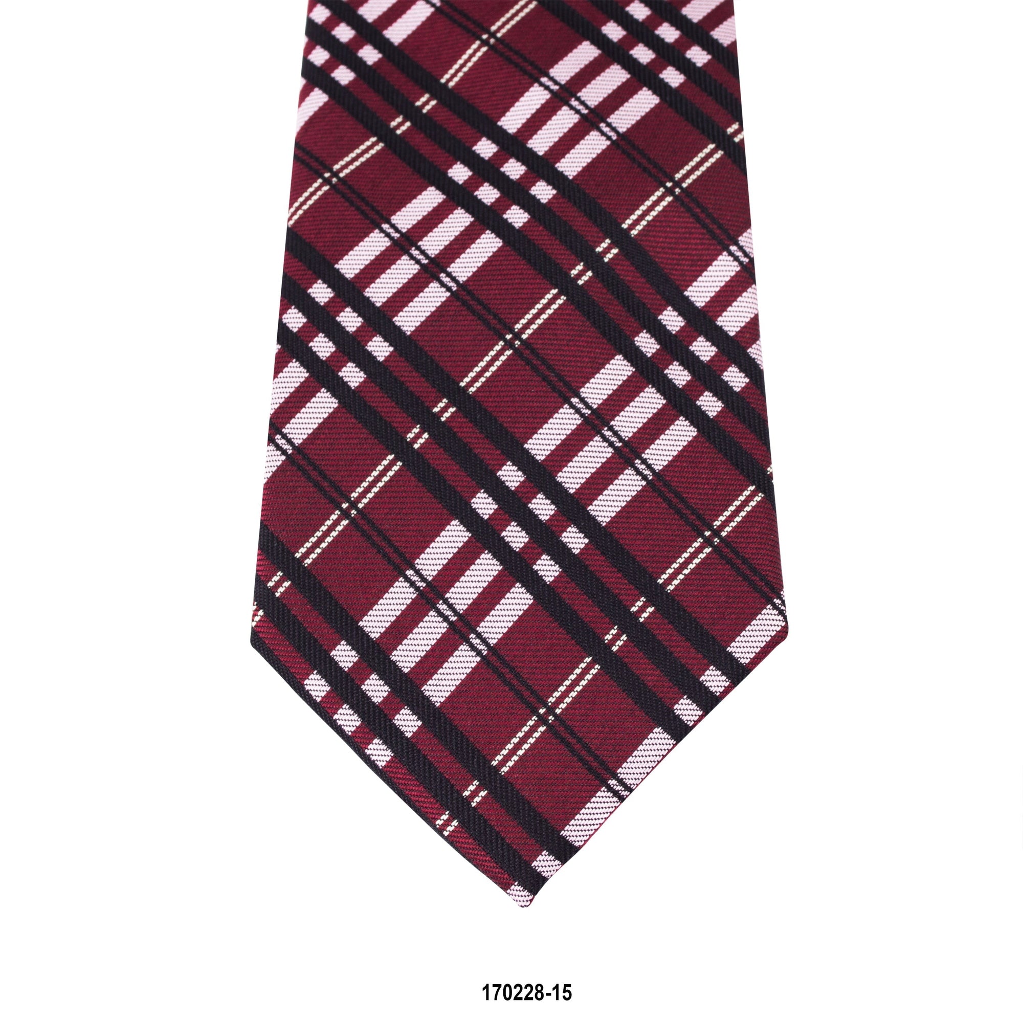 MarZthomson 8cm Tartan Checks Tie in Burgundy with Pink details-Cufflinks.com.sg | Neckties.com.sg