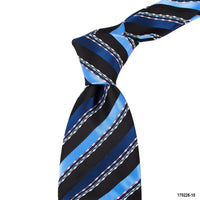 MarZthomson 8cm University Striped Tie with Wave Detail Tie in Blue J-Cufflinks.com.sg | Neckties.com.sg