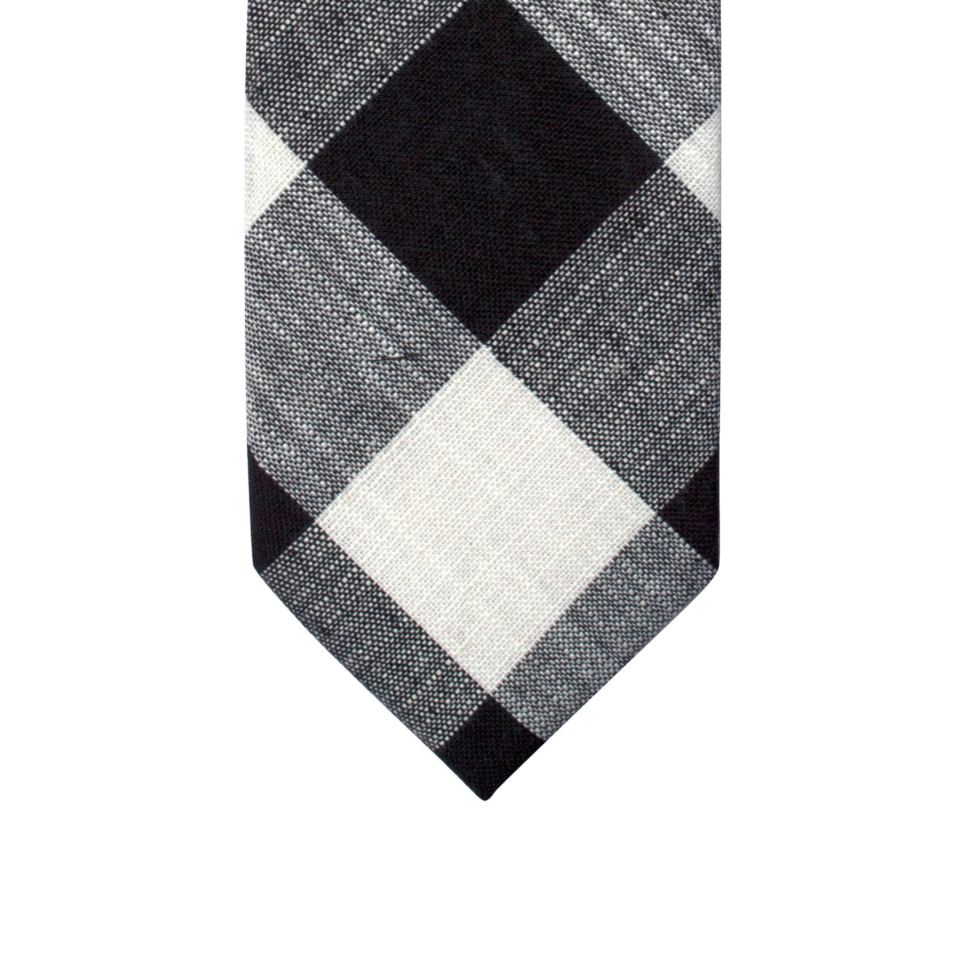 MarZthomson 8cm Wide Plaid Cotton Tie in Black and White-Cufflinks.com.sg | Neckties.com.sg