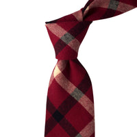 MarZthomson 8cm Wide Plaid Cotton Tie in Maroon Red-Cufflinks.com.sg | Neckties.com.sg