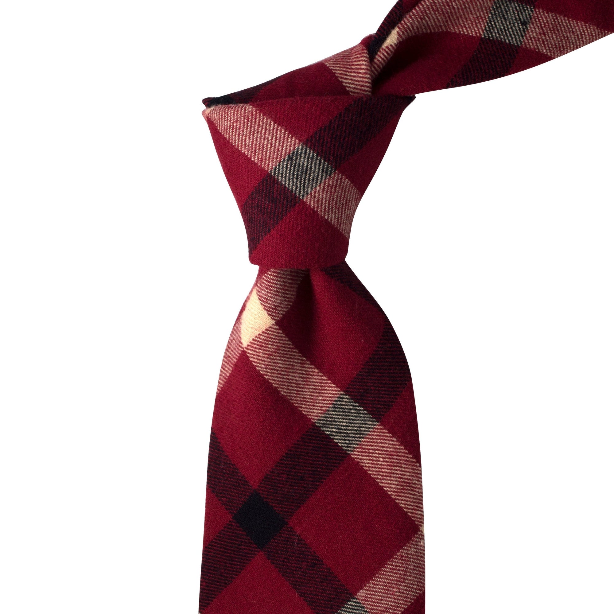 MarZthomson 8cm Wide Plaid Cotton Tie in Maroon Red-Cufflinks.com.sg | Neckties.com.sg
