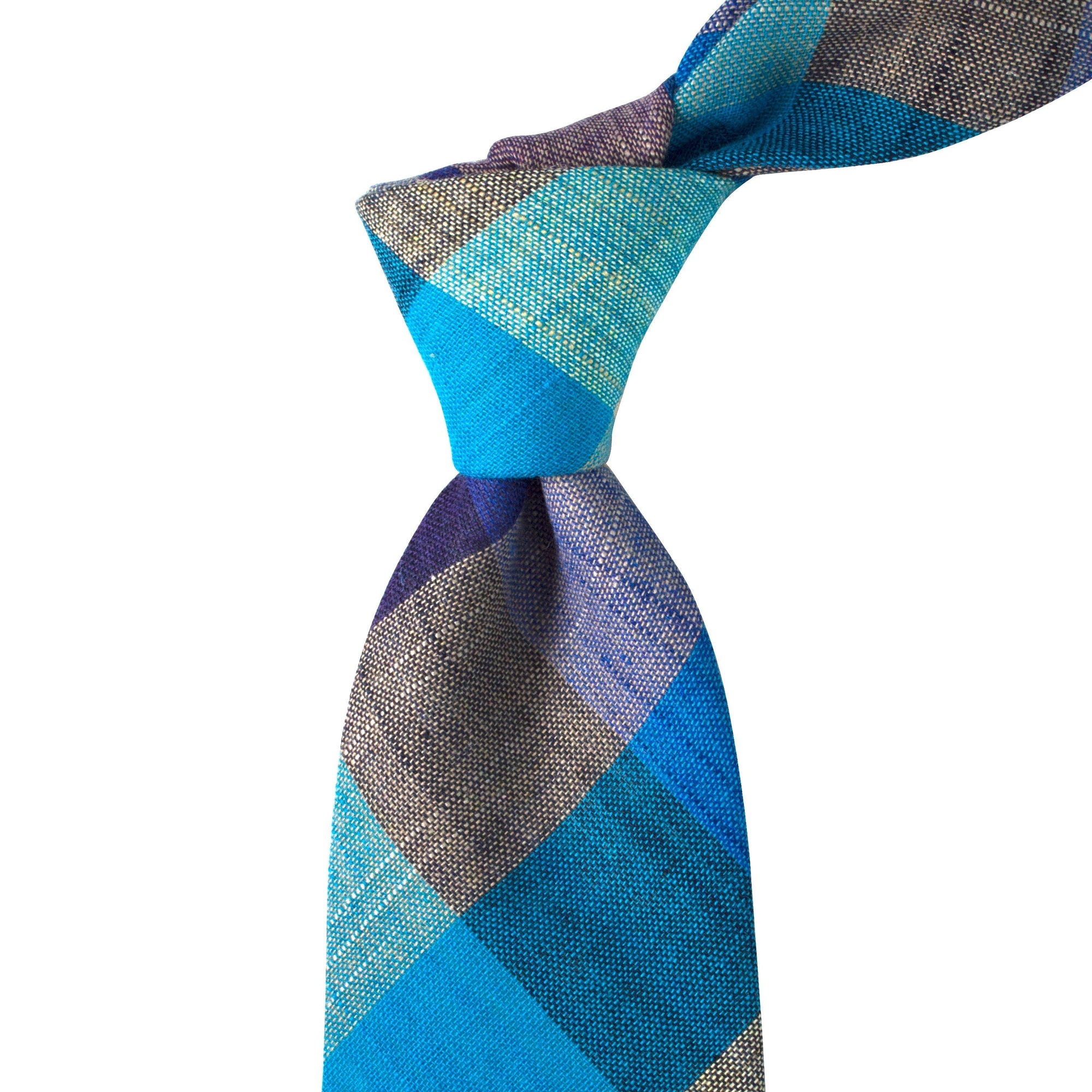 MarZthomson 8cm Wide Plaid Cotton Tie in Turquoise and Blue-Cufflinks.com.sg | Neckties.com.sg