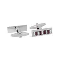 MarZthomson Bar Shape White and Purple Crystals Cufflinks-Cufflinks.com.sg