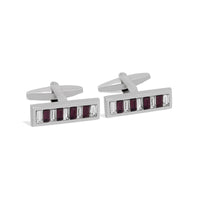 MarZthomson Bar Shape White and Purple Crystals Cufflinks-Cufflinks.com.sg