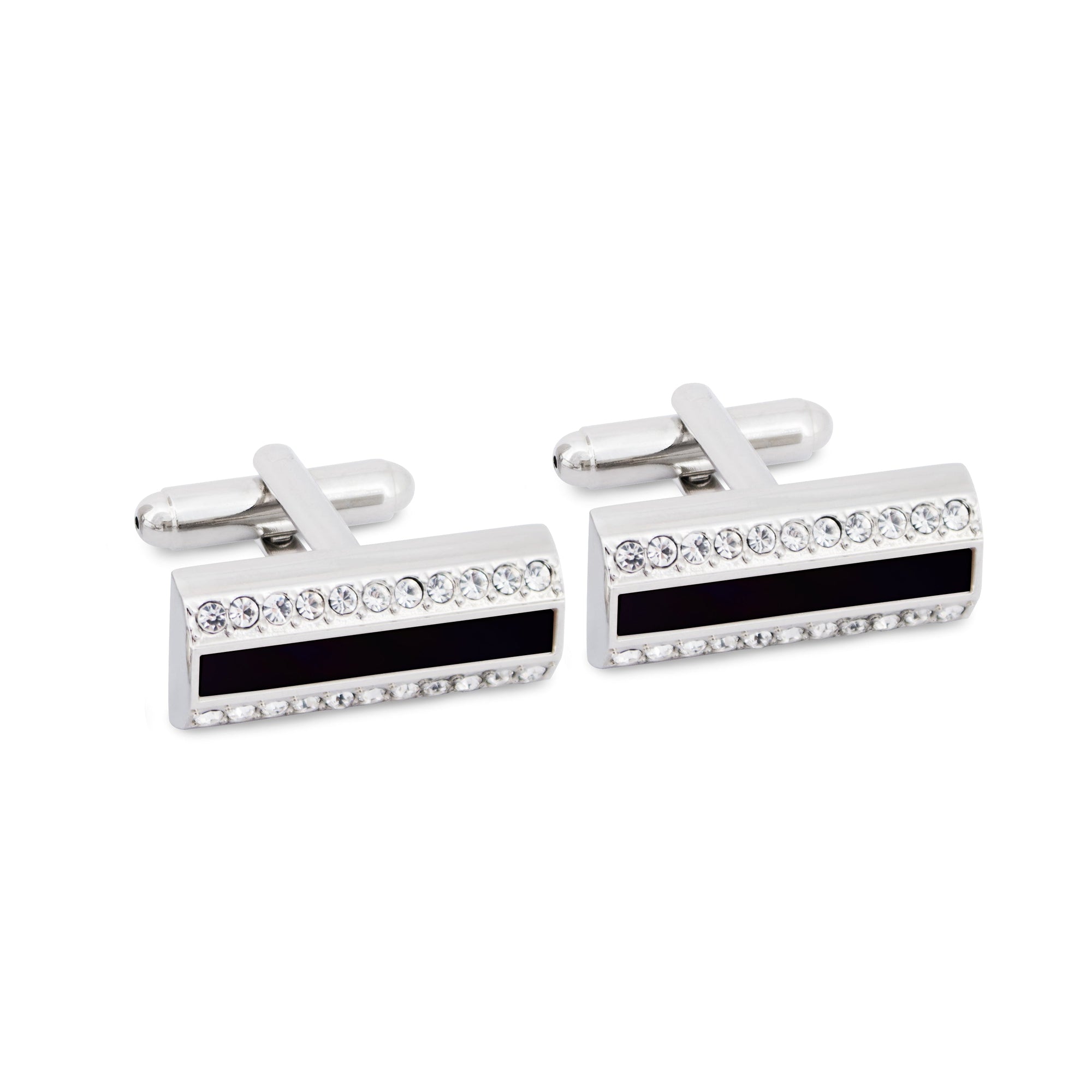 MarZthomson Black Insert Rectangle Cufflinks M-Cufflinks.com.sg