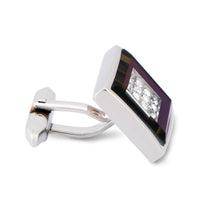 MarZthomson Black Purple with Clear Crystal Details M-Cufflinks.com.sg