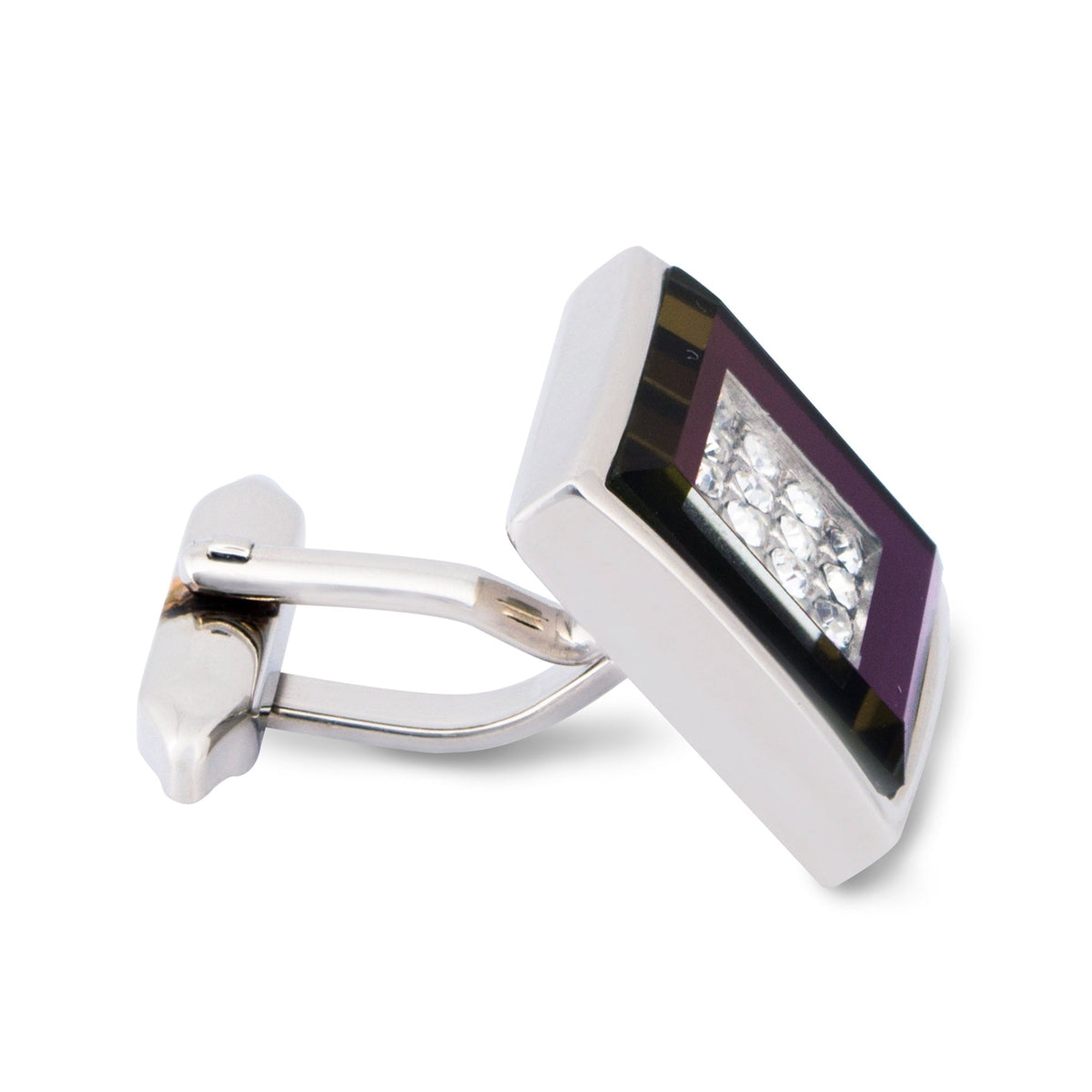 MarZthomson Black Purple with Clear Crystal Details M-Cufflinks.com.sg