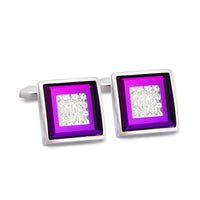 MarZthomson Black Purple with Clear Crystal Details M-Cufflinks.com.sg