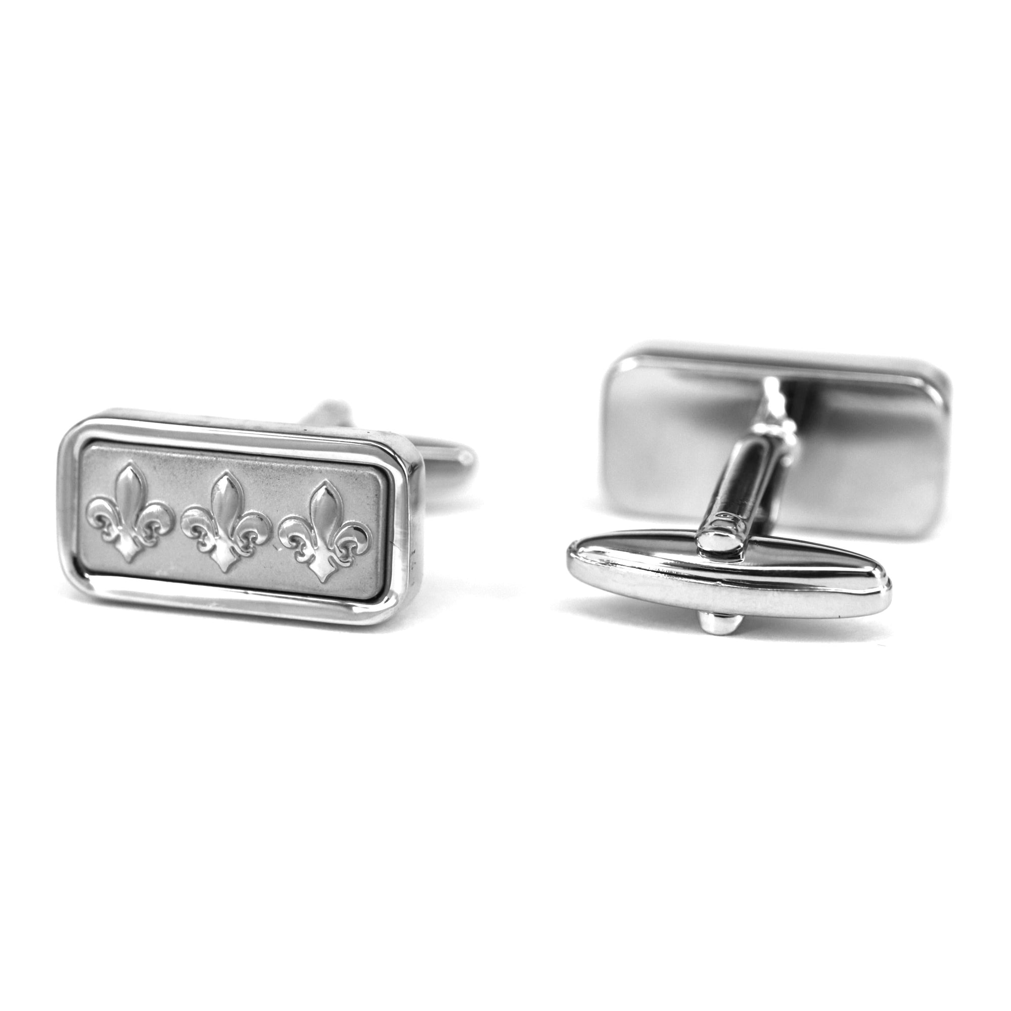 MarZthomson Black Rectangle Cufflinks with Fleur-de-lis Cufflinks M-Cufflinks.com.sg