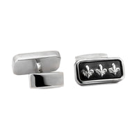 MarZthomson Black Rectangle Cufflinks with Fleur-de-lis Cufflinks M-Cufflinks.com.sg