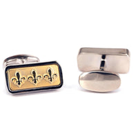 MarZthomson Black Rectangle Cufflinks with Fleur-de-lis Cufflinks M-Cufflinks.com.sg