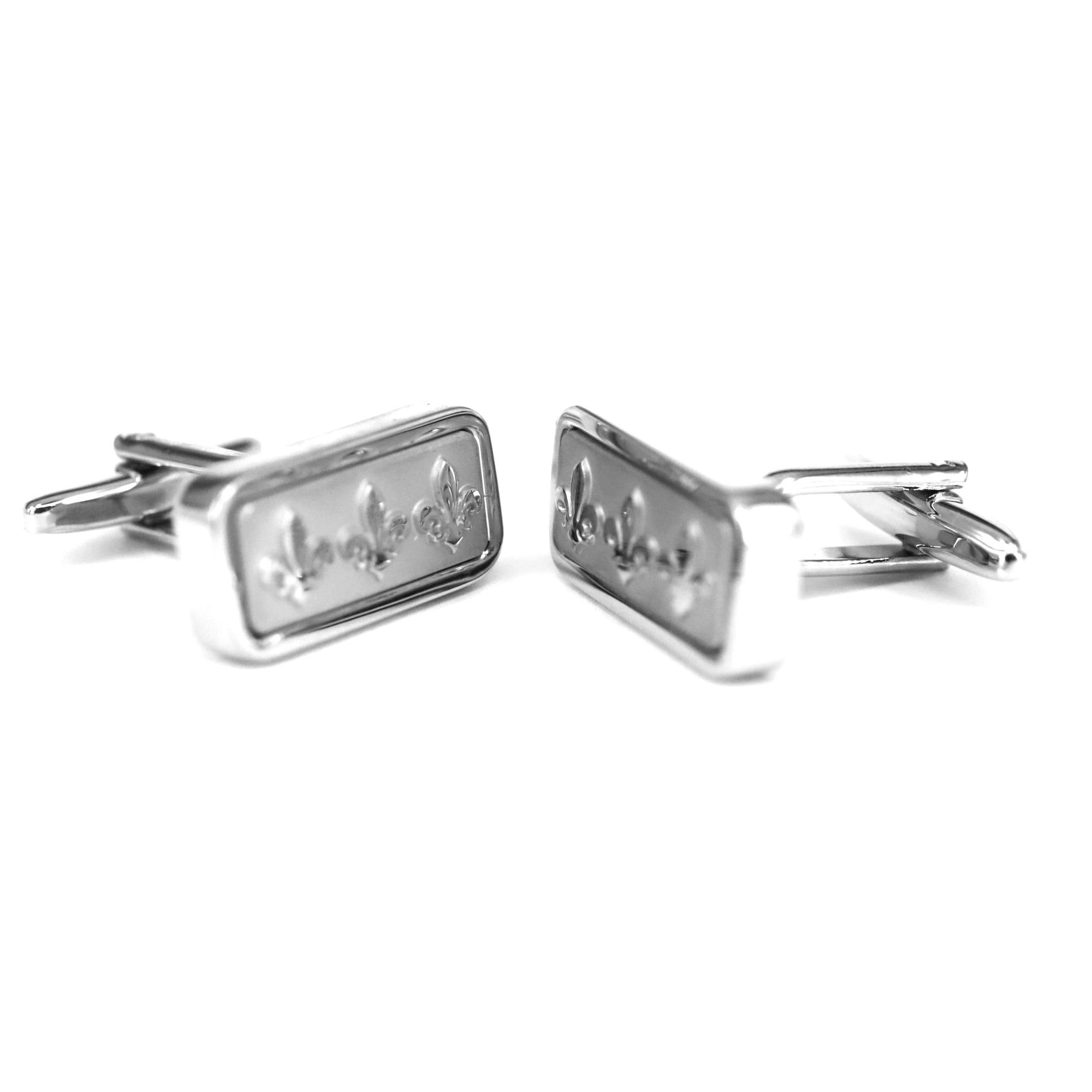 MarZthomson Black Rectangle Cufflinks with Fleur-de-lis Cufflinks M-Cufflinks.com.sg