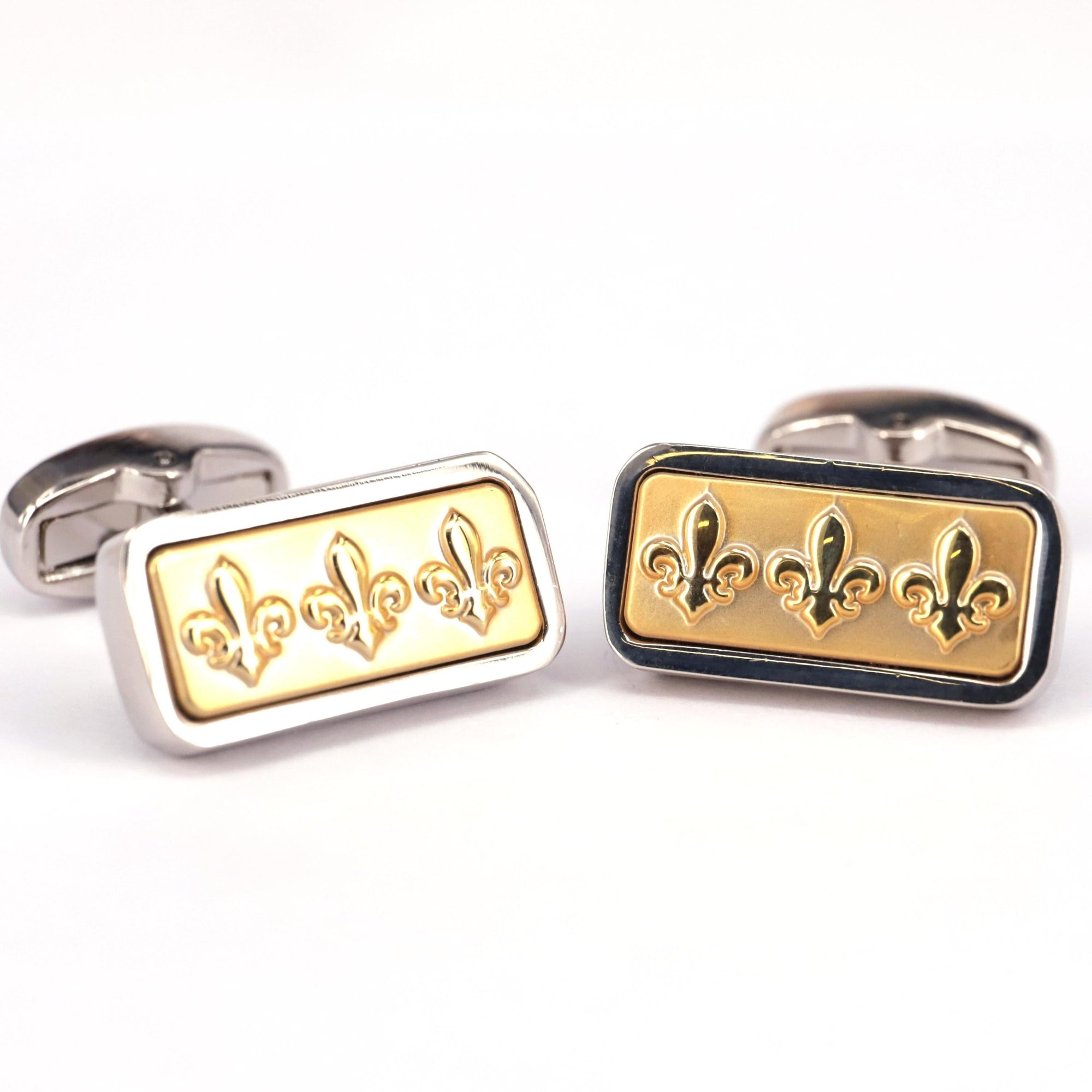 MarZthomson Black Rectangle Cufflinks with Fleur-de-lis Cufflinks M-Cufflinks.com.sg
