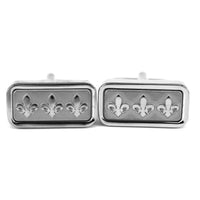 MarZthomson Black Rectangle Cufflinks with Fleur-de-lis Cufflinks M-Cufflinks.com.sg